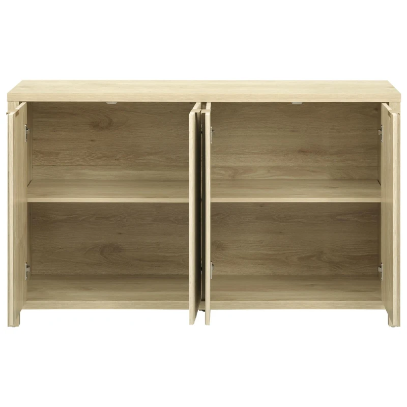 Fluted Buffet Sideboard with 4-Door Cabinet, Adjustable Shelves, Farmhouse Storage with Soft-Close Hinges, 55'' L x 15.5'' W x 33'' H, Natural