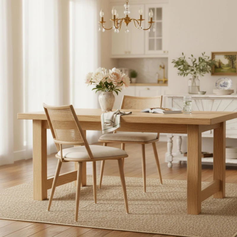 Set of 2 Modern Dining Chairs with PE Rattan Backrest, Ergonomic Side Chairs for Restaurant, 19.5'' L x 19'' W x 31.5'' H, Beige+Natural