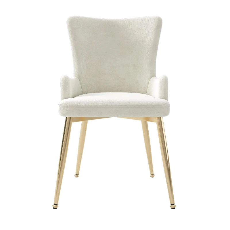 Set of 4 Velvet Dining Chairs with Solid Wood Frame and Iron Legs, Upholstered Leisure Chair for Families, 21.5'' L x 20.5'' W x 33.5'' H, Beige