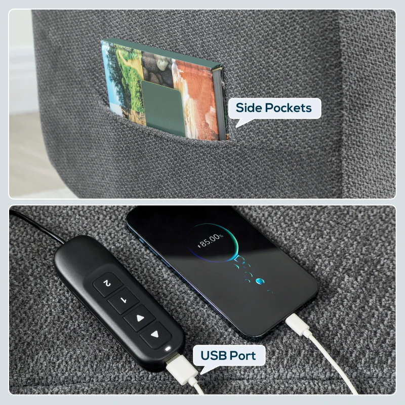 HOMCOM Power Recliner Chair with Massage, Electric Lift Chair for Elderly with Side Pockets, 2 Memory Positions, Remote, Grey