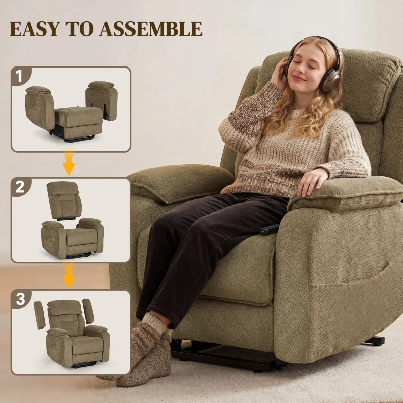 HOMCOM Power Recliner Chair with Massage, Electric Lift Chair for Elderly with Side Pockets, 2 Memory Positions, Remote, Brown