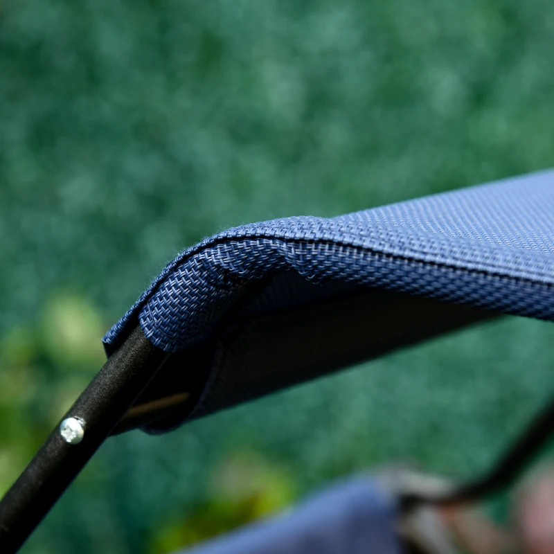 Outsunny 2 Piece Foldable Lounge Chair with Canopy Shade, Outdoor Zero Gravity Chair w/ Side Tray & Cup Holder, Reclining Lounger w/ Breathable Mesh Fabric Seat, Pillow, Blue