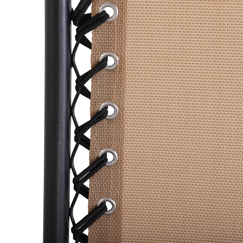 Outsunny 2 Piece Foldable Lounge Chair with Canopy Shade, Outdoor Zero Gravity Chair with Side Tray & Cup Holder, Reclining Lounger with Breathable Mesh Fabric Seat, Pillow, Beige