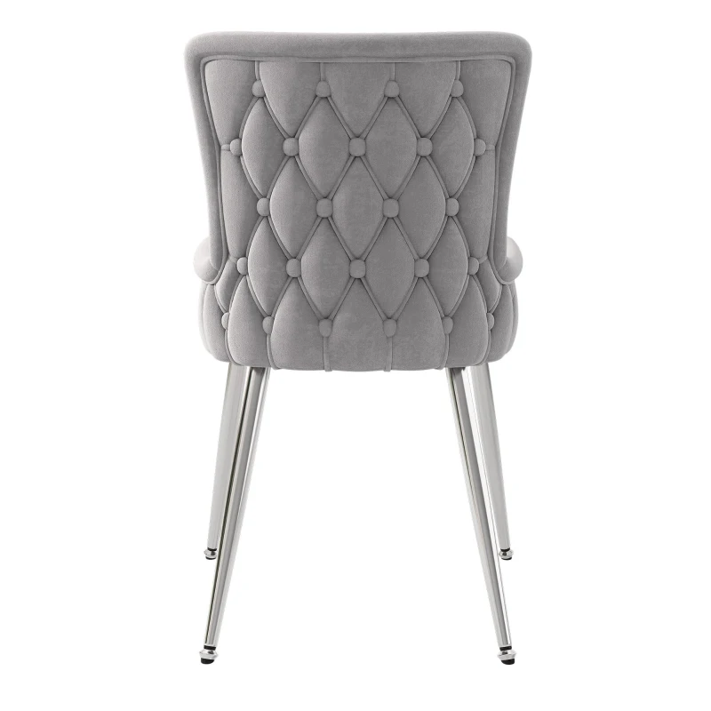 Set of 4 Velvet Dining Chairs with 4 Metal Support Legs, Upholstered Leisure Accent Chair for Modern Condos, 21.5'' L x 20.5'' W x 33.5'' H, Gray