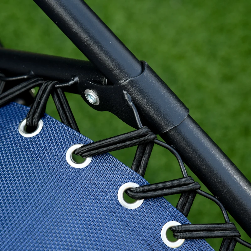 Outsunny 2 Piece Foldable Lounge Chair with Canopy Shade, Outdoor Zero Gravity Chair w/ Side Tray & Cup Holder, Reclining Lounger w/ Breathable Mesh Fabric Seat, Pillow, Blue