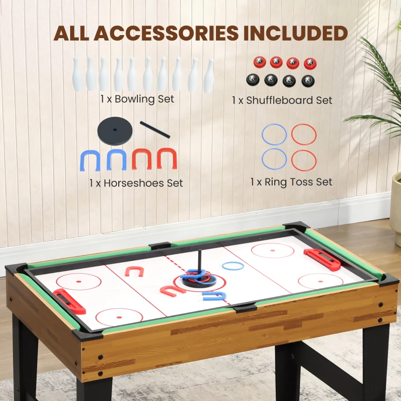 Soozier 48 in 13-in-1 Combo Multi Game Table with Foosball, Pool, Hockey and More for Adults, Light Walnut
