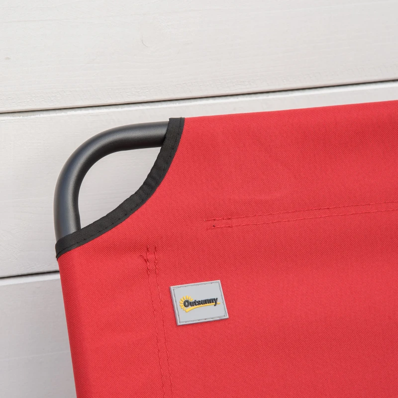 Outsunny Set of 2 Outdoor Folding Chairs with Adjustable Backrest, Padded Camping Chairs for Outdoor Events, Red