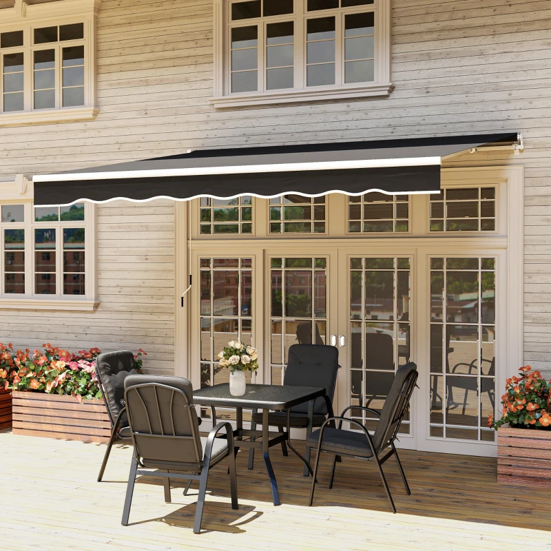 Outsunny 8' x 7' Retractable Awning, Patio Awnings, Sunshade Shelter with 280 g/m² UV & Water-Resistant Fabric, Black