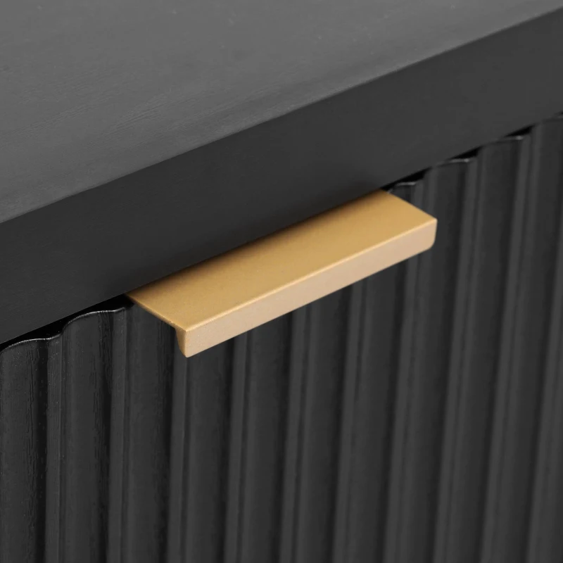 Fluted Buffet Cabinet with 4 Doors, Adjustable Shelves, Soft-Close Hinges, Large Buffet Sideboard for Dinning Room, 55'' L x 15.5'' W x 33'' H, Black