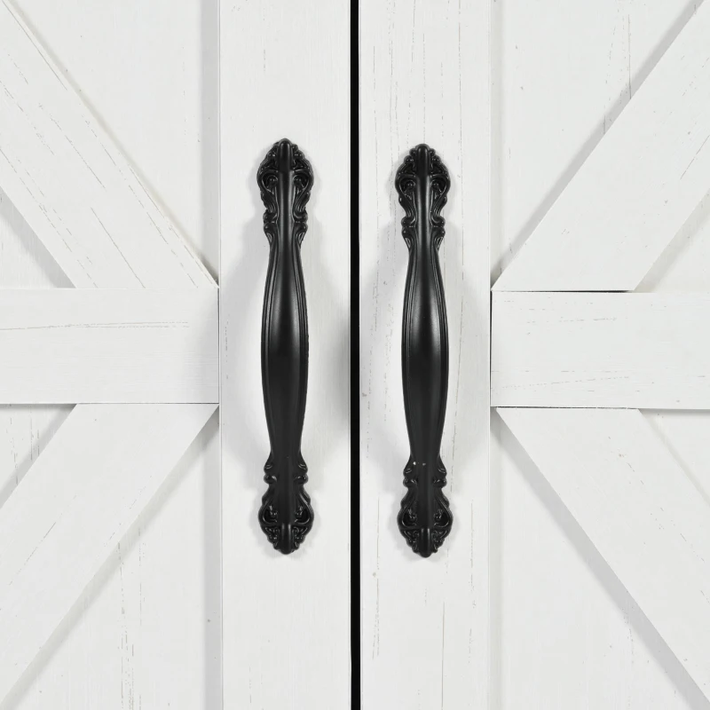 Farmhouse Kitchen Island with 2 Barn Doors, 3 Smooth-Glide Drawers, Rolling Kitchen Cart with Locking Wheels, 54.5'' L x 28.5'' W x 36.5'' H, White