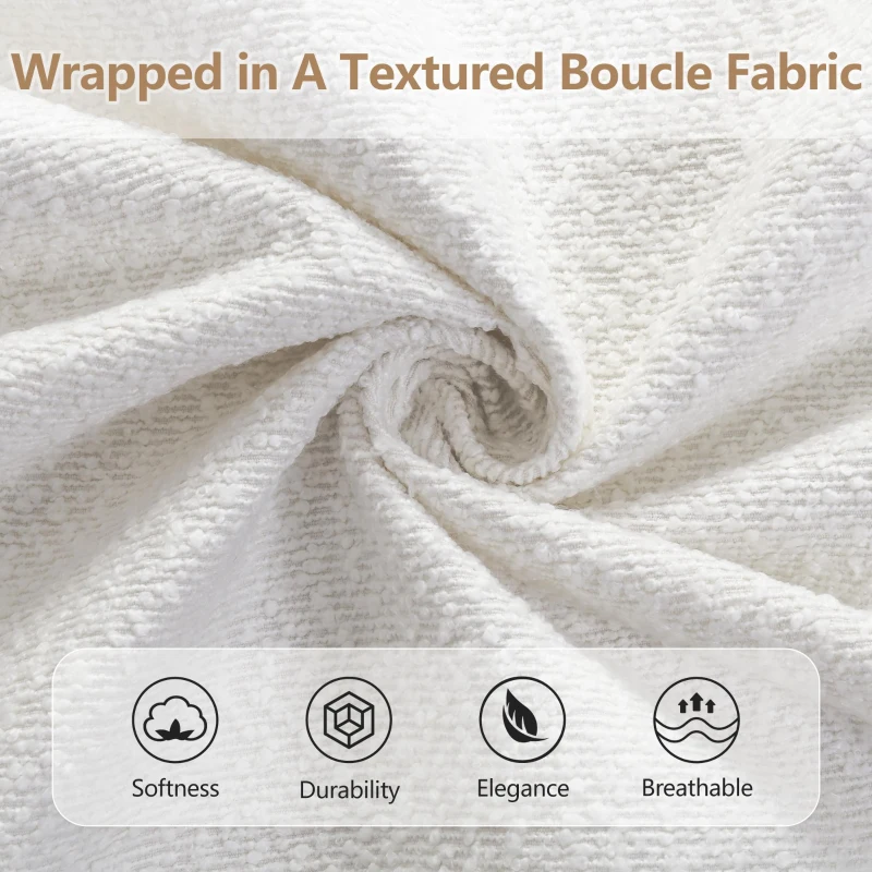 King Size Platform Bed with Padded Headboard & Footboard, Solid Bed Frame with embedded mattress-retention, 89'' L x 83.5'' W x 29.5'' H, White