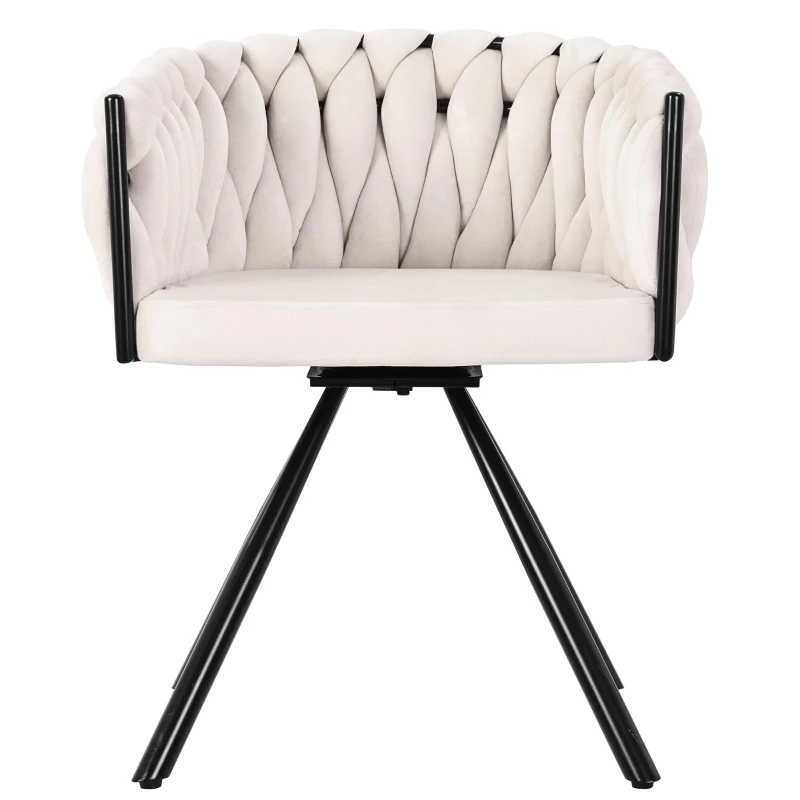 Set of 4 Velvet Dining Chairs with 4 Metal Support Legs, Swivel Upholstered Chairs with Ergonomic Support, 23'' L x 21'' W x 28.5'' H, Beige