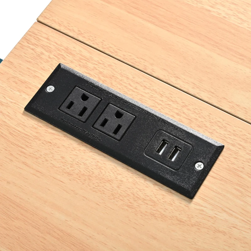 Mobile Kitchen Island with Built-in Charging Station and 3 Deep Drawers, Rolling Kitchen Cart for 4–6 Seating, 55.5'' L x 34'' W x 36.5'' H, Green