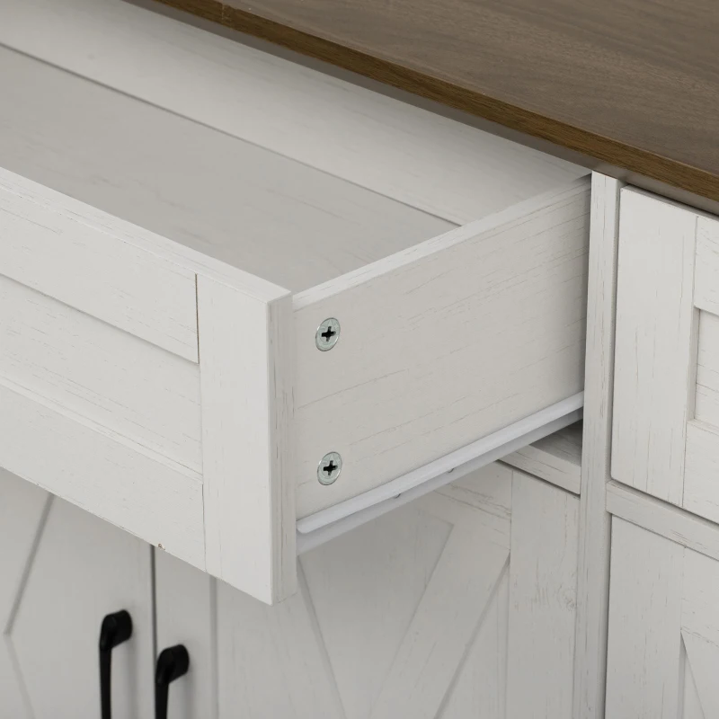 Large Buffet Sideboard with 3 Drawers and 4 Internal Door Shelves, Modern Coffee Bar for Kitchen, Living Room, 55'' L x 15.5'' W x 32'' H, White