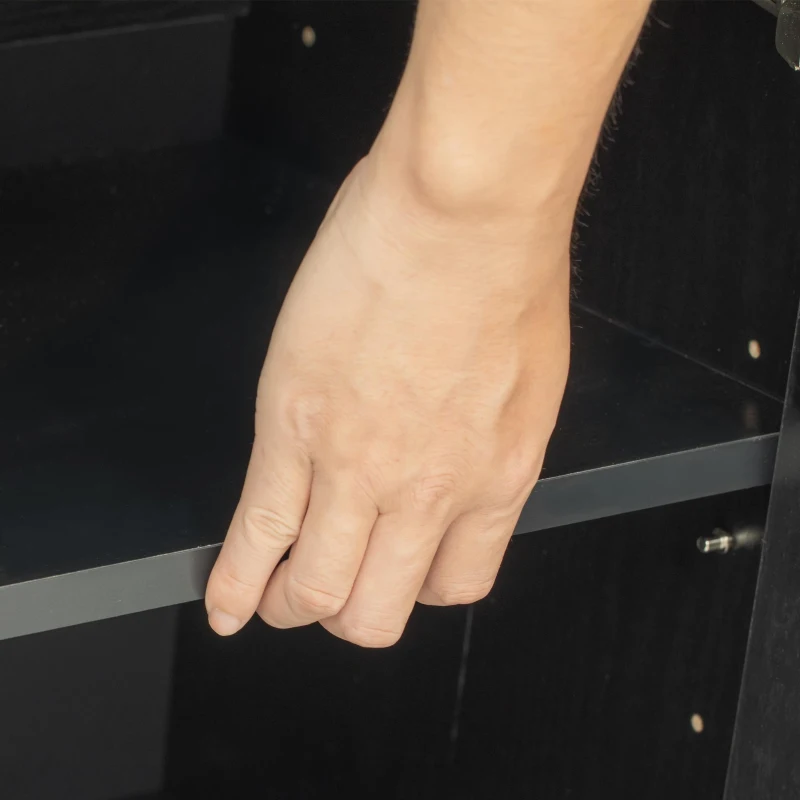 Large Buffet Sideboard with 3 Drawers and 4 Internal Door Shelves, Modern Coffee Bar for Kitchen, Living Room, 55'' L x 15.5'' W x 32'' H, Black