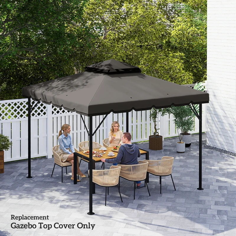 Outsunny 10' x 10' Gazebo Canopy Replacement, Double-Tier Outdoor Gazebo Cover Top Roof, TOP ONLY, Light Grey/Dark Grey