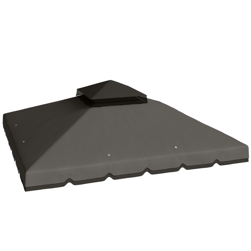 Outsunny 10' x 10' Gazebo Canopy Replacement, Double-Tier Outdoor Gazebo Cover Top Roof, TOP ONLY, Light Grey/Dark Grey
