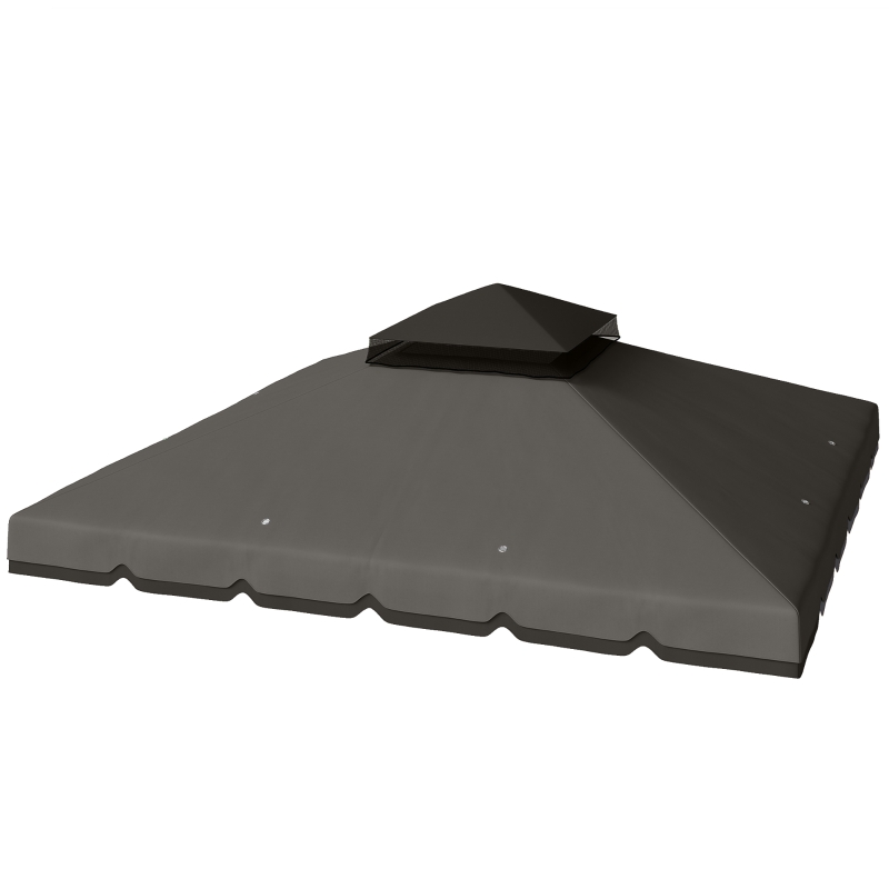 Outsunny 10' x 10' Gazebo Canopy Replacement, Double-Tier Outdoor Gazebo Cover Top Roof, TOP ONLY, Light Grey/Dark Grey