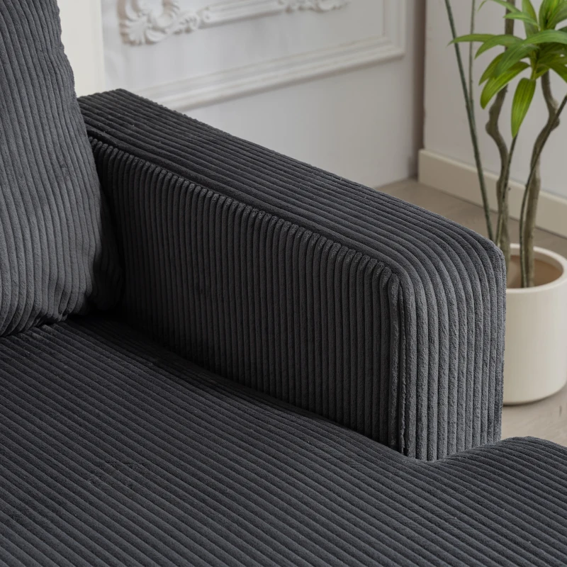 HOMCOM L Shaped Couch, L Shape Sofa with Chaise Lounge and Spring Cushion for Living Room, Bedroom, Charcoal Grey