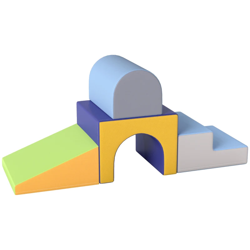 Qaba 4 Piece Foam Play Set, Soft & Safe Kids Toddlers Children Climbing Set for Crawling or Sliding, Contemporary