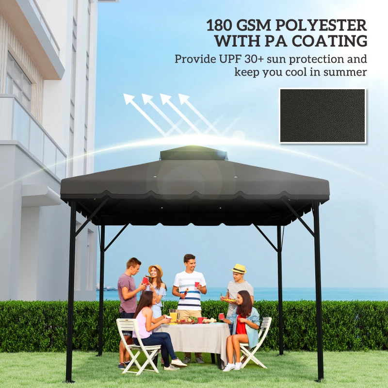 Outsunny 10' x 10' Gazebo Canopy Replacement, Double-Tier Outdoor Gazebo Cover Top Roof, TOP ONLY, Light Grey/Dark Grey