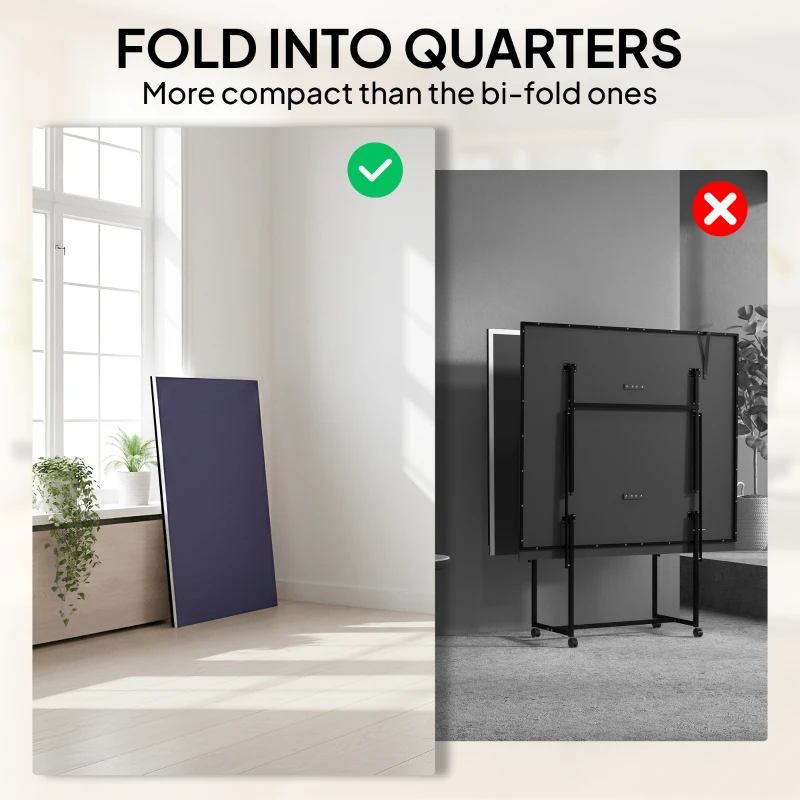 Soozier 9 ft Folding Ping Pong Table Top for Pool Tables, Table Tennis Conversion Top with Net, Foam Padding, Blue