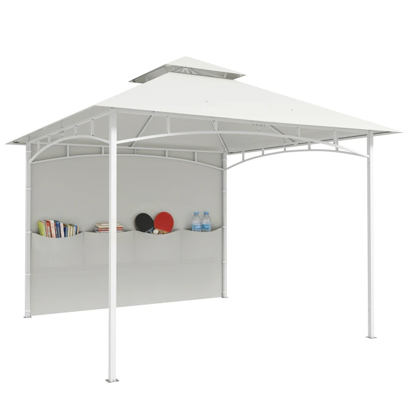 Outsunny 10' x 10' Patio Gazebo, Double Roof Outdoor Gazebo Canopy Shelter with Storage, Hook, Metal Frame, Cream White