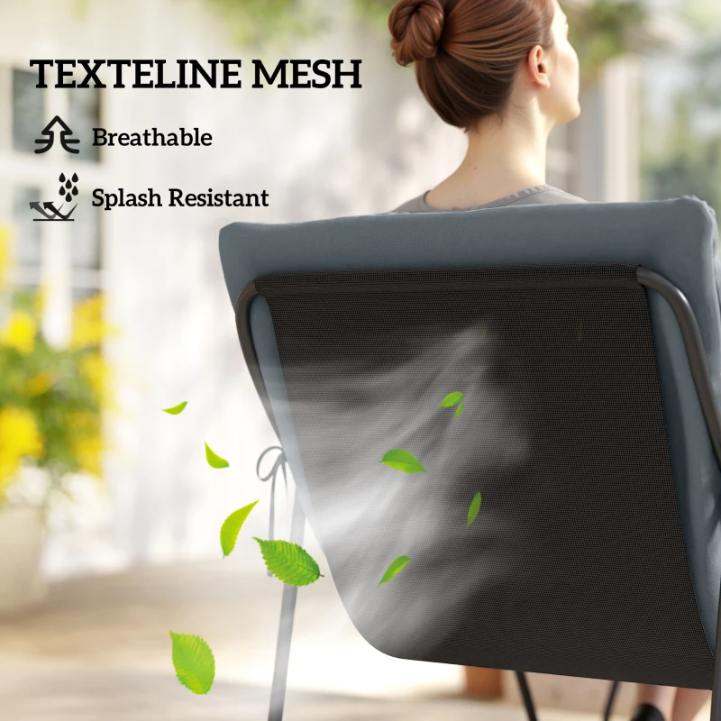 Outsunny 4 Piece Patio Furniture Set, Outdoor Furniture Conversation Set with Loveseat, Chairs Round Metal Table, Cushions, Grey