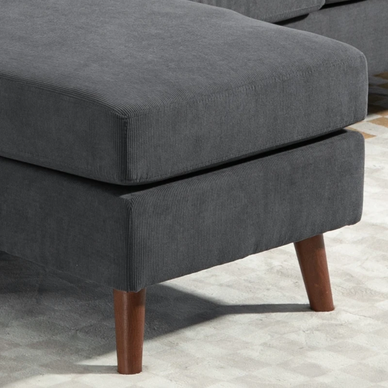 HOMCOM Sectional Sofa with Changeable Chaise Lounge, 3 Seat L-Shaped Small Space Sofa, Upholstered Couch for Small Space, Dark Grey