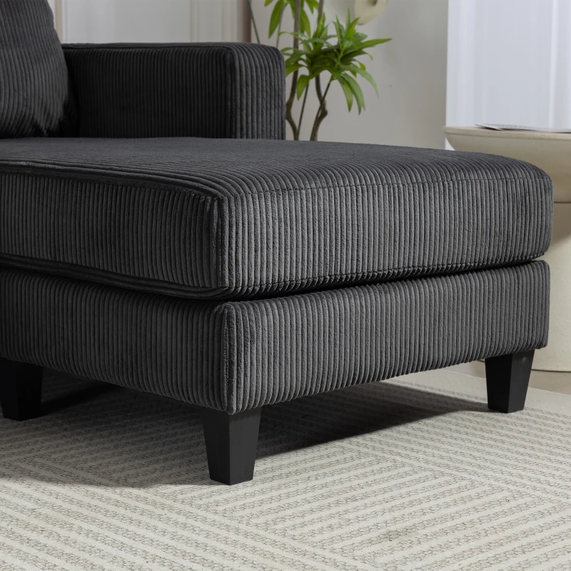 HOMCOM L Shaped Couch, L Shape Sofa with Chaise Lounge and Spring Cushion for Living Room, Bedroom, Charcoal Grey