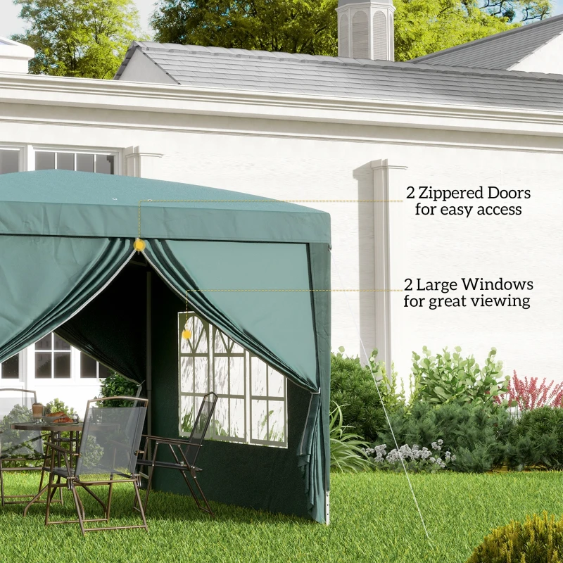 Outsunny 10'x10' Outdoor Pop Up Party Tent Wedding Gazebo Canopy with Carrying Bag (Dark Green)
