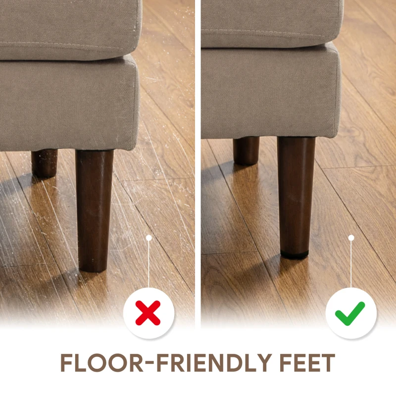 HOMCOM U Shape Couch with Double Chaise Lounge, Modern 4 Seater Sofa with Wooden Legs, Fabric Sofa for Living Room, Beige