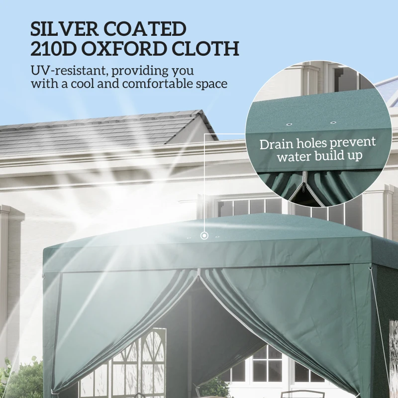 Outsunny 10'x10' Outdoor Pop Up Party Tent Wedding Gazebo Canopy with Carrying Bag (Dark Green)