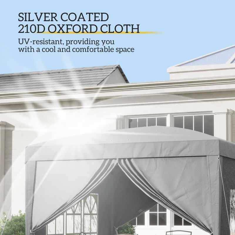 Outsunny 10'x10' Outdoor Pop Up Party Tent Wedding Gazebo Canopy with Carrying Bag (Light Grey)
