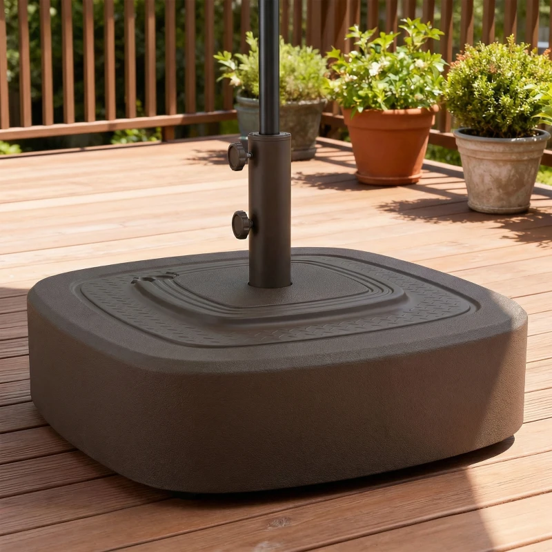 Outsunny Patio Umbrella Base Outdoor Umbrella Stand with Wheels for 1.5"/1.9" Umbrella Poles