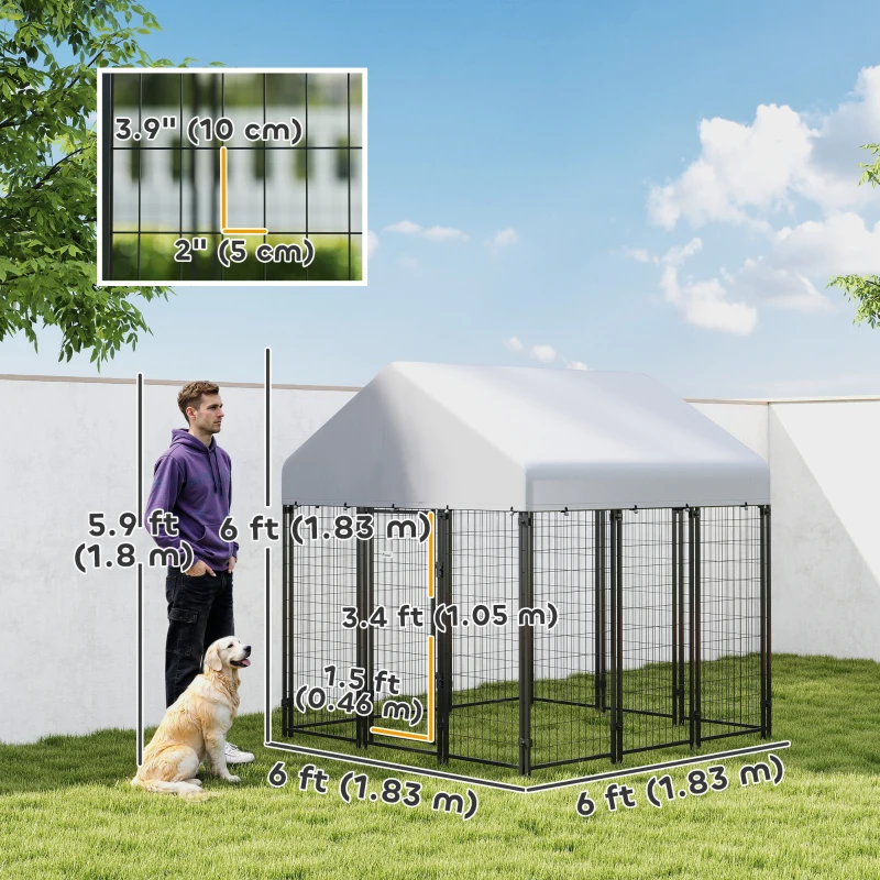 PawHut Outdoor Dog Kennel with Waterproof UV-Resistant Cover, 6' x 6' x 6'