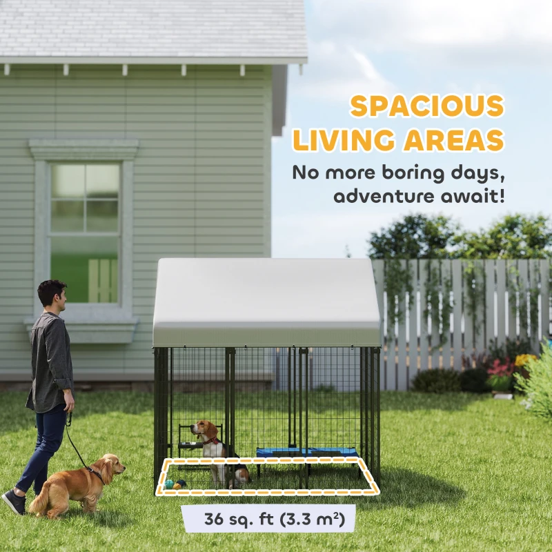 PawHut Outdoor Dog Kennel with Waterproof UV-Resistant Cover, 6' x 6' x 6'
