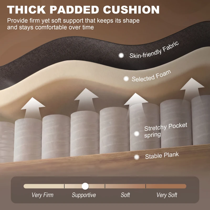 HOMCOM Modern Accent Chairs Button Tufted Armchair, Large Living Room Chair with Wood Legs, Rolled Arms, Thick Padding for Modern Homes, Brown