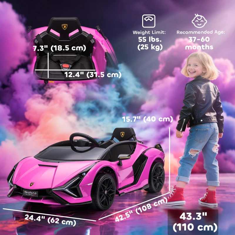 Aosom Compatible 12V Battery-powered Kids Electric Ride On Car Toy with Parental Remote Control Music Lights MP3 for 3-5 Years Old Pink