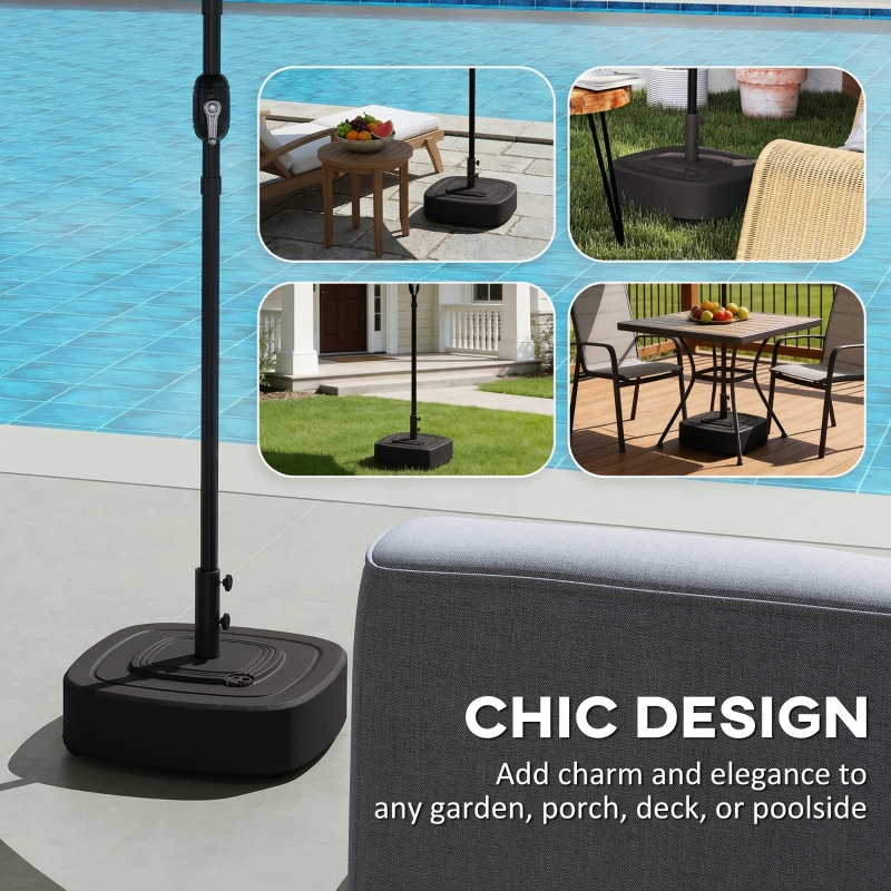Outsunny Patio Umbrella Base Outdoor Umbrella Stand with Wheels for 1.5"/1.9" Umbrella Poles