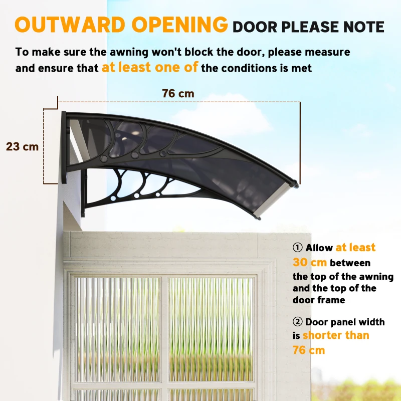 Outsunny Window Awning Door Canopy, 29.9" x 39.4" Polycarbonate Cover, Front Door Patio Canopy with Solid Panel, Transparent