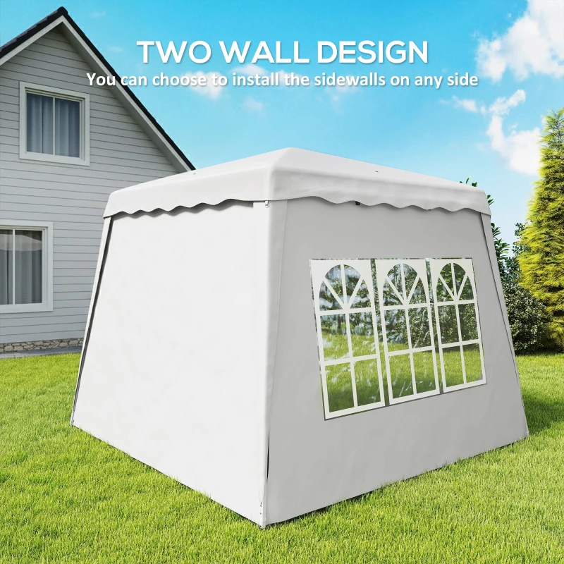 Outsunny Pop Up Canopy Tent with 2 Sidewalls, UV50+ Tents for Parties, with Carry Bag, Slant Legs, 8 x 8ft Top/9.5 x 9.5ft Base