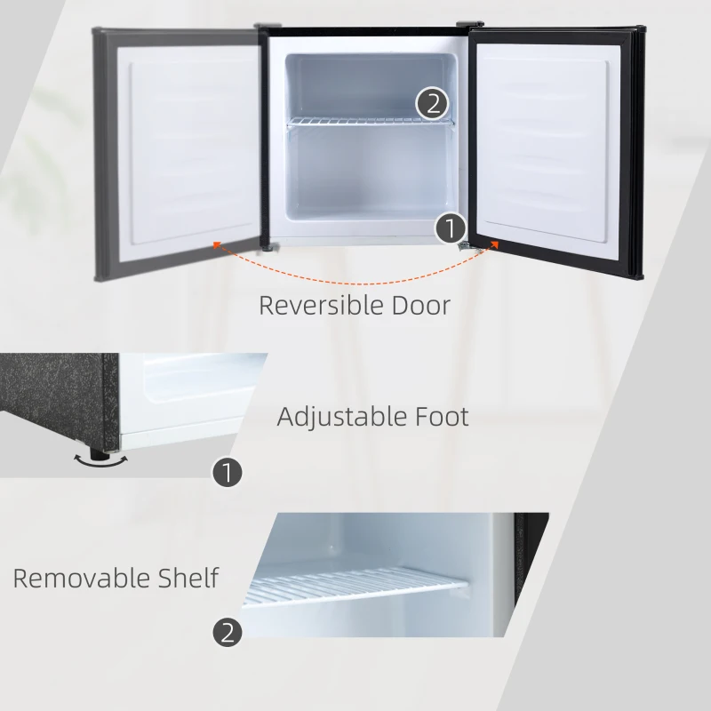 HOMCOM 1.1 Cu. Ft. Mini Freezer, Compact Upright Freezer with Reversible Door, Removable Shelf, Adjustable Temperature, Black