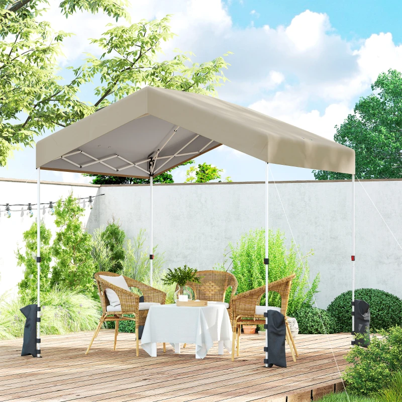 Outsunny 8 x 8 ft Pop Up Canopy Tent with 1-Button Push Easy Setup, UPF 50+ A-Frame Outdoor Instant Canopy, Beige