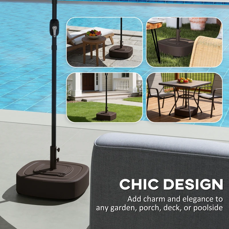 Outsunny Patio Umbrella Base Outdoor Umbrella Stand with Wheels for 1.5"/1.9" Umbrella Poles