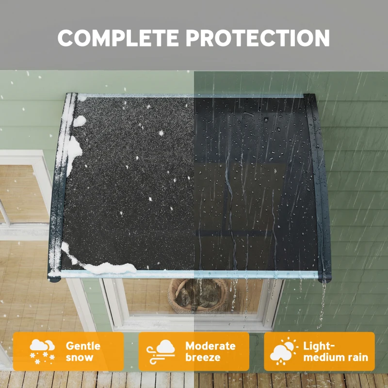 Outsunny Window Awning Door Canopy, 29.9" x 39.4" Polycarbonate Cover, Front Door Patio Canopy with Solid Panel, Transparent