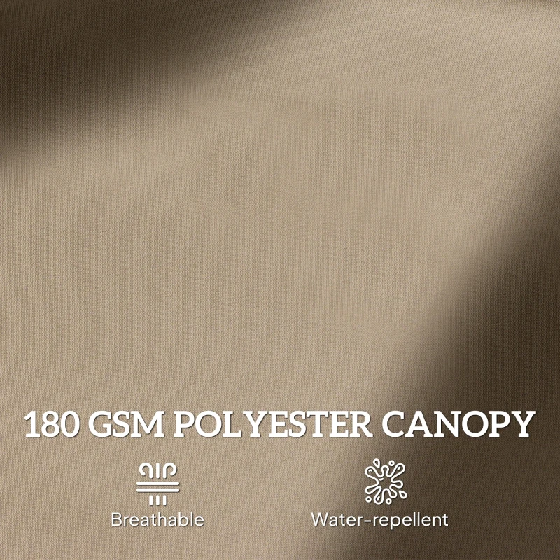 Outsunny 15' Outdoor Patio Umbrella with Twin Canopy Sunshade Steel Table Umbrella with Lift Crank, Cross base, Sandbag, Khaki