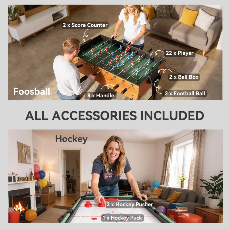 Soozier 53 in 5-in-1 Combo Multi Game Table with Foosball, Pool, Hockey, Table Tennis, Basketball for Adults