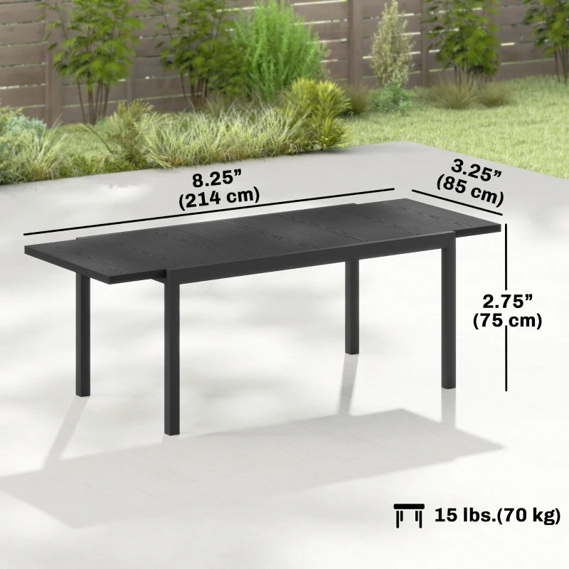 Outsunny Expandable Patio Dining Table for 8-10 People, 84.3"-60.6" Aluminum Outdoor Dining Table with Adjustable Foot Pads
