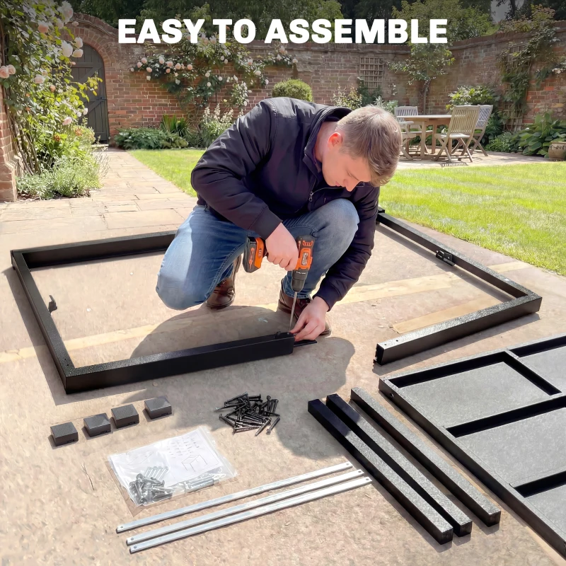 Outsunny Expandable Patio Dining Table for 8-10 People, 84.3"-60.6" Aluminum Outdoor Dining Table with Adjustable Foot Pads